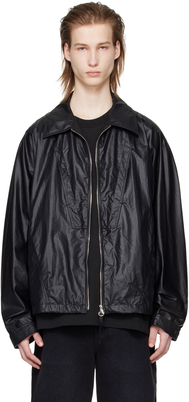 Shop Solid Homme Black Crinkled Jacket In 316b Black