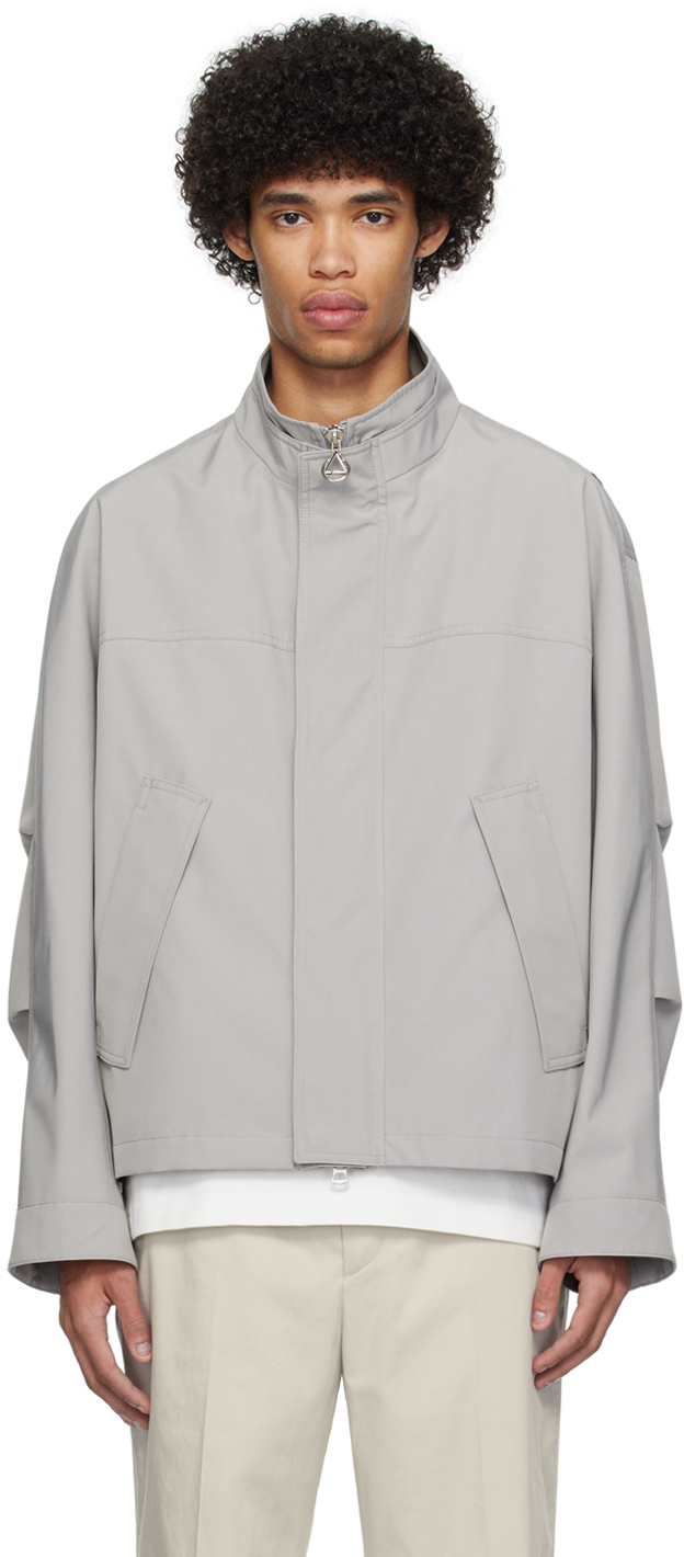 Solid Homme: Gray Stand Collar Jacket | SSENSE