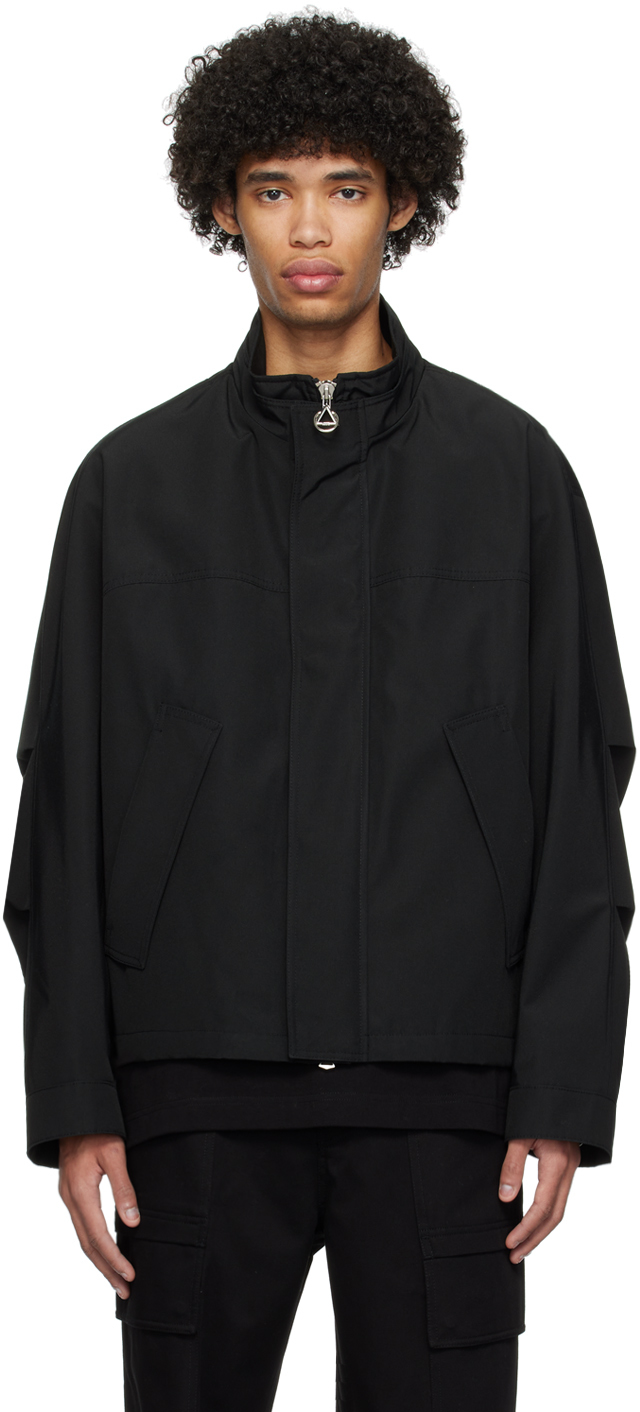 Black Stand Collar Jacket by Solid Homme on Sale