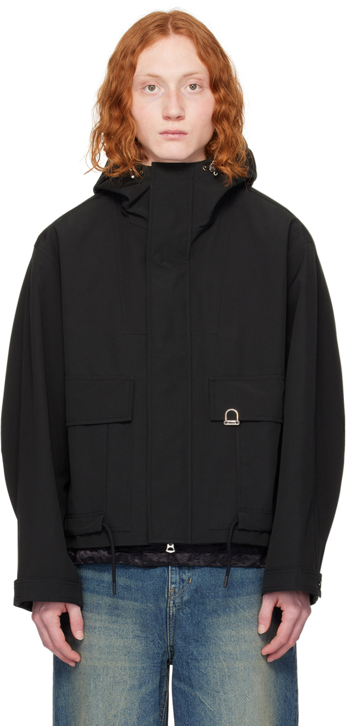Shop Solid Homme Black Hoodie Shell Jacket In 303b Black