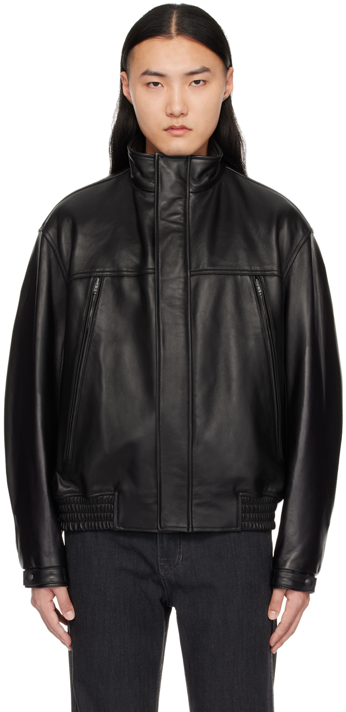 Black Hooded Leather Jacket