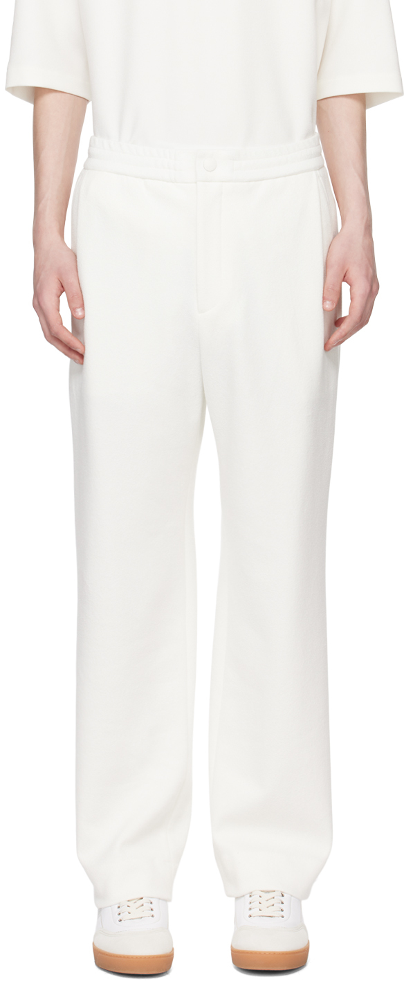 Shop Solid Homme White Drawstring Trousers In 721w White