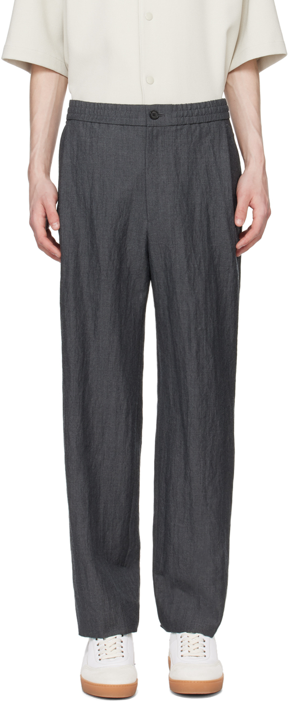 Shop Solid Homme Gray Drawstring Trousers In 405g Grey