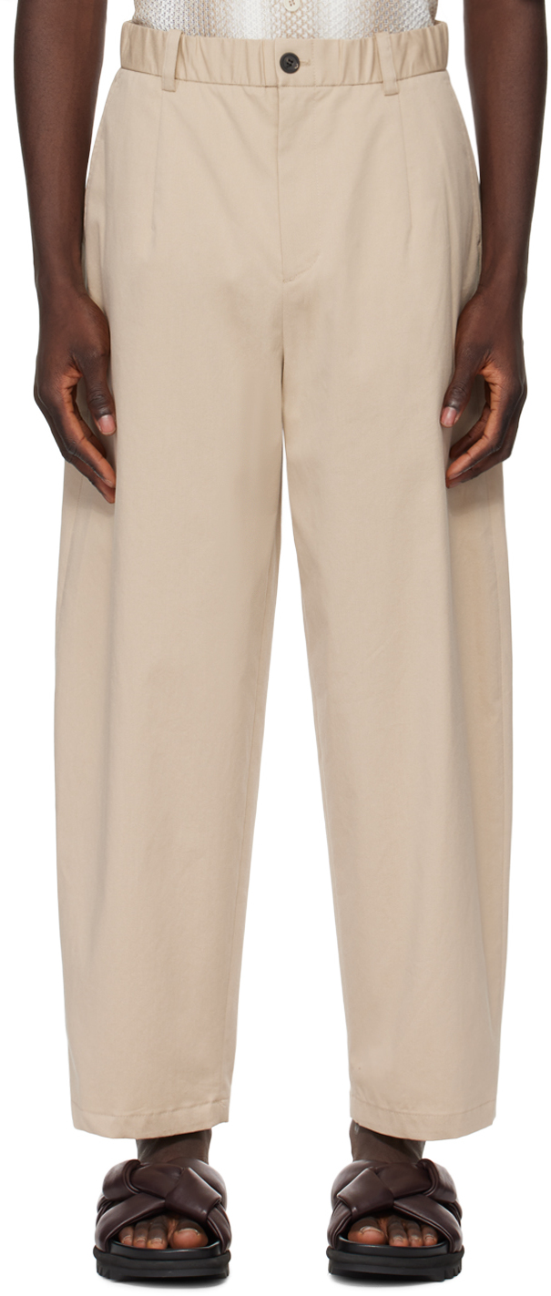 Beige Elasticized Trousers