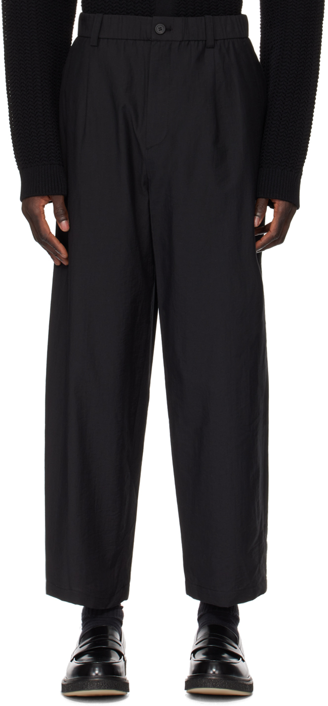 Solid Homme Black Elasticized Trousers