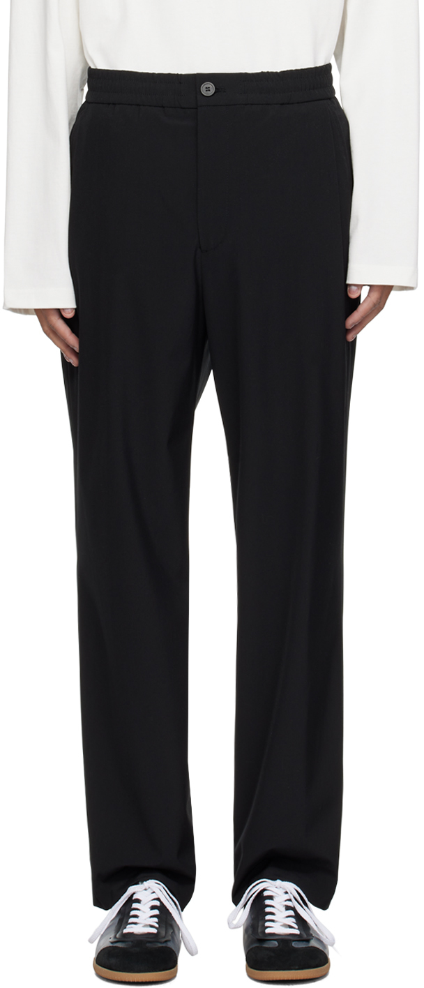 Solid Homme Black Concealed Drawstring Trousers In 806b Black