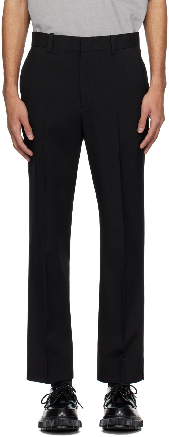 Solid Homme Black Straight-leg Trousers In 401b Black