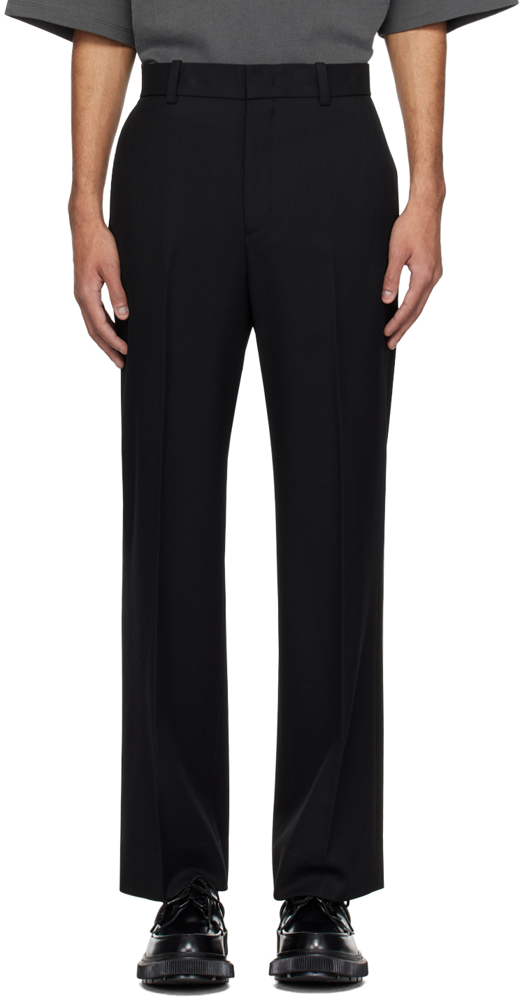 Solid Homme Black Wide-leg Trousers In 801b Black