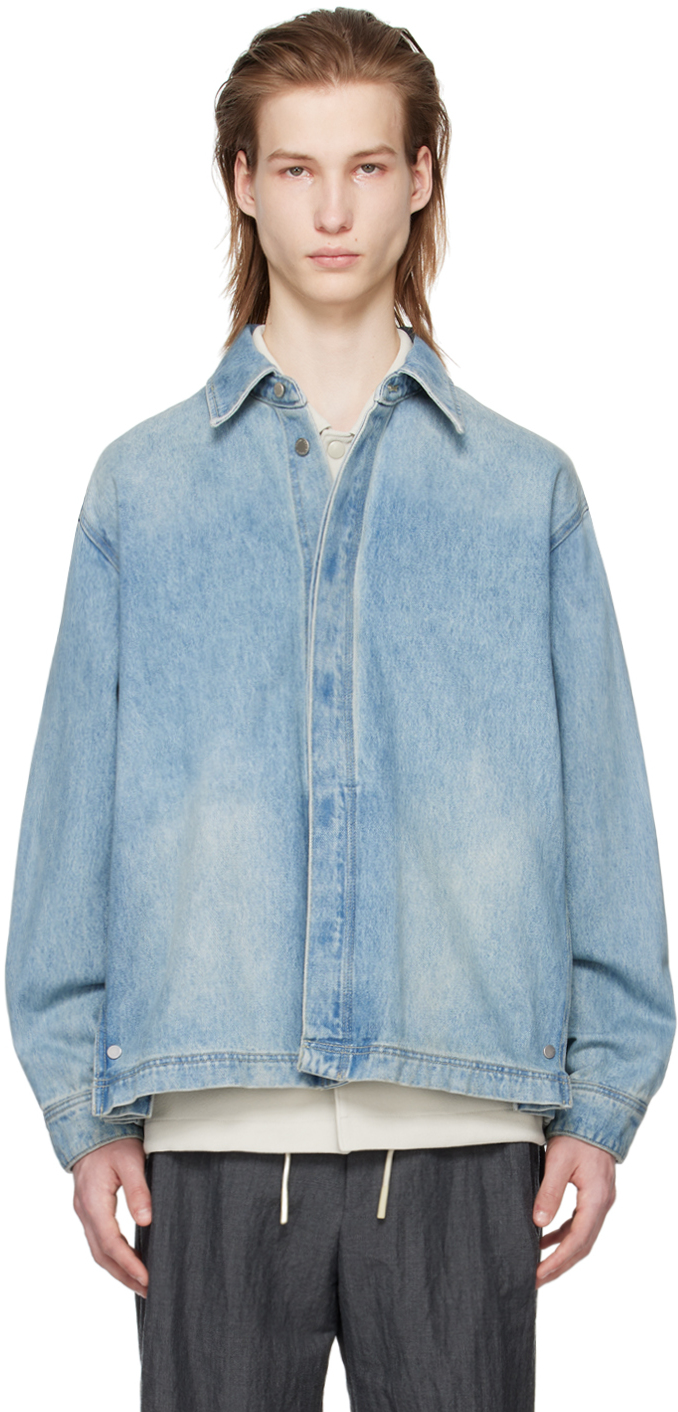 Shop Solid Homme Blue Faded Denim Shirt In 501l Blue