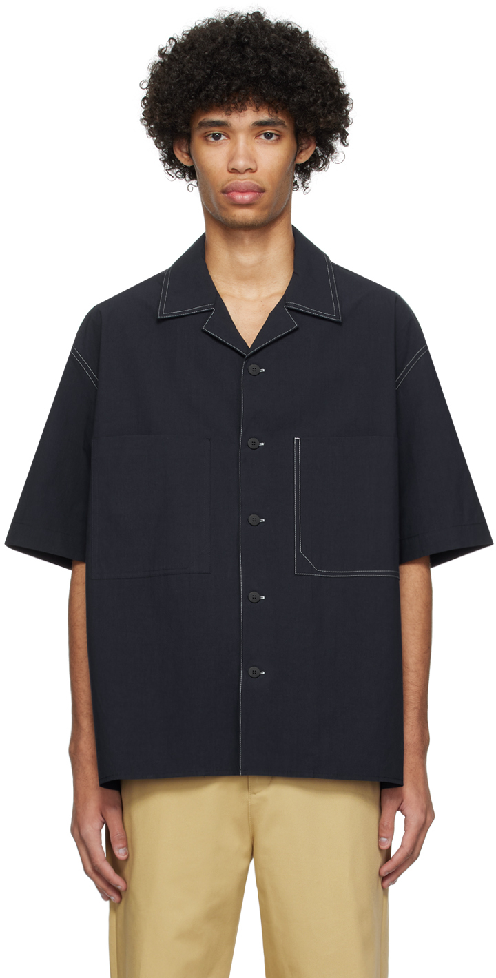 Solid Homme Navy Patch Pocket Shirt In 534n Navy