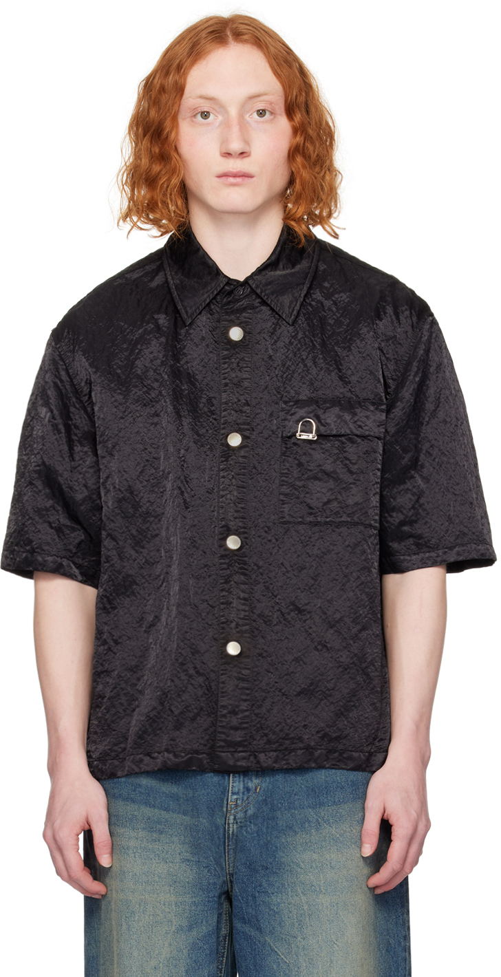 Black Garment-Dyed Shirt by Solid Homme on Sale