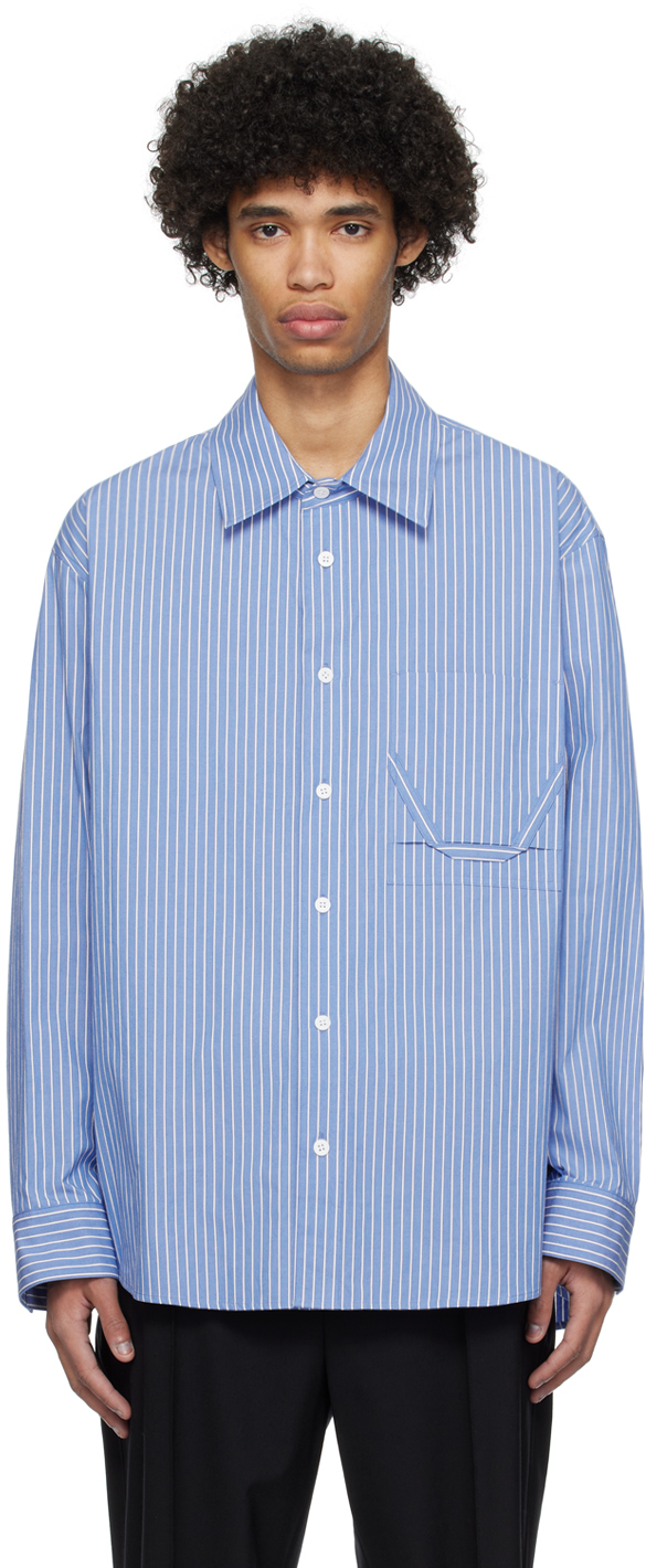 Solid Homme Blue Striped Shirt In 511l Blue
