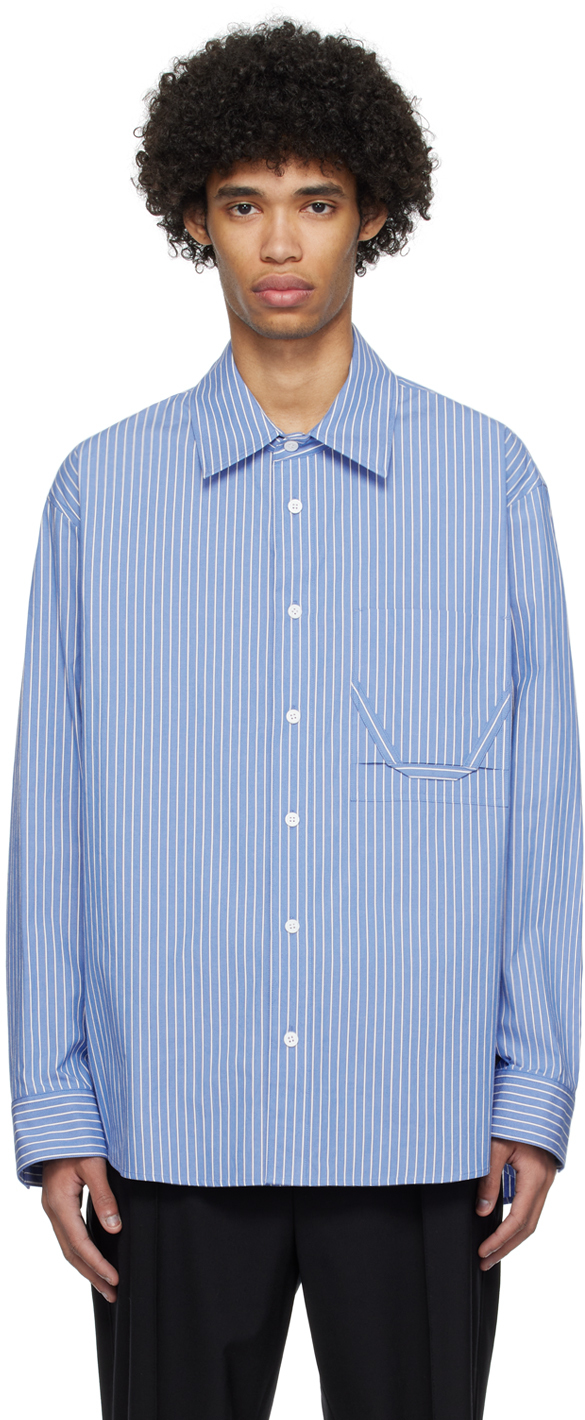 Blue Striped Shirt by Solid Homme on Sale