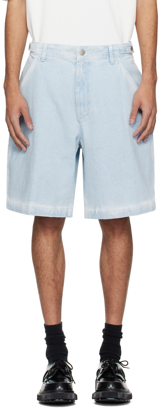 Solid Homme Blue Four-pocket Denim Shorts In 321l Blue