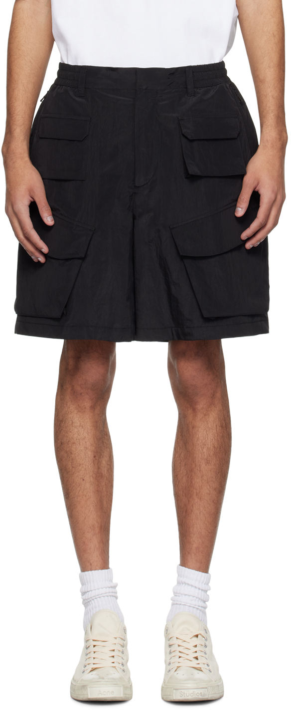 Solid Homme Black Flap Pocket Shorts In 831b Black