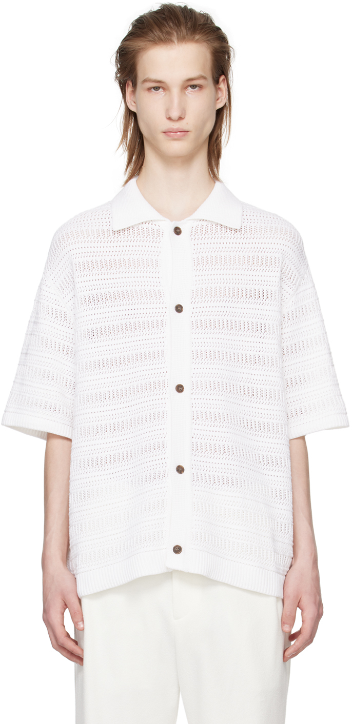 Shop Solid Homme White Short Sleeve Cardigan In 615w White
