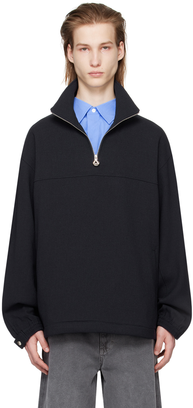 Shop Solid Homme Navy Half-zip Sweater In 525n Navy