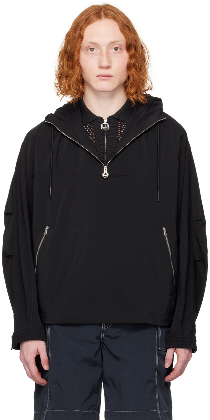 Shop Solid Homme Black Half-zip Jacket In 705b Black