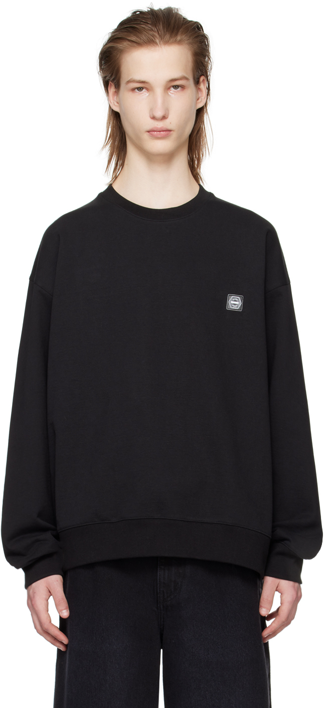 Shop Solid Homme Black Embroidered Sweatshirt In 746b Black