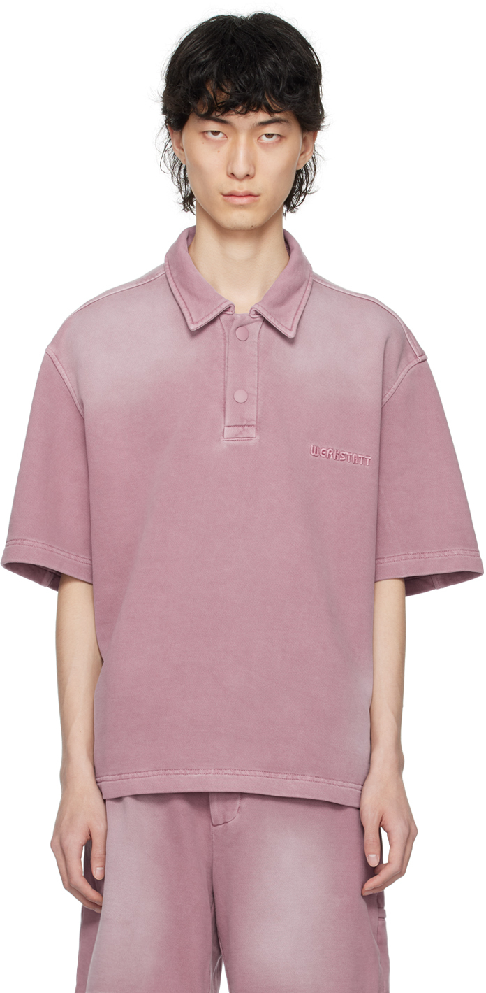 Shop Solid Homme Purple Garment-dyed Polo In 723p Pink
