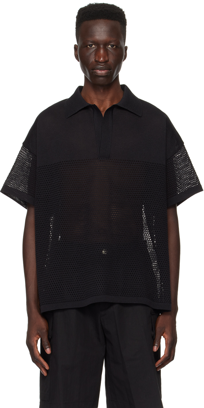 Black V-Neck Polo