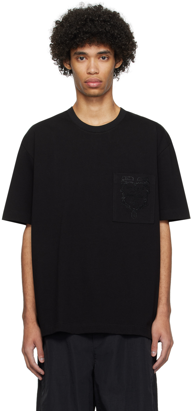 Shop Solid Homme Black Pocket T-shirt In 734b Black