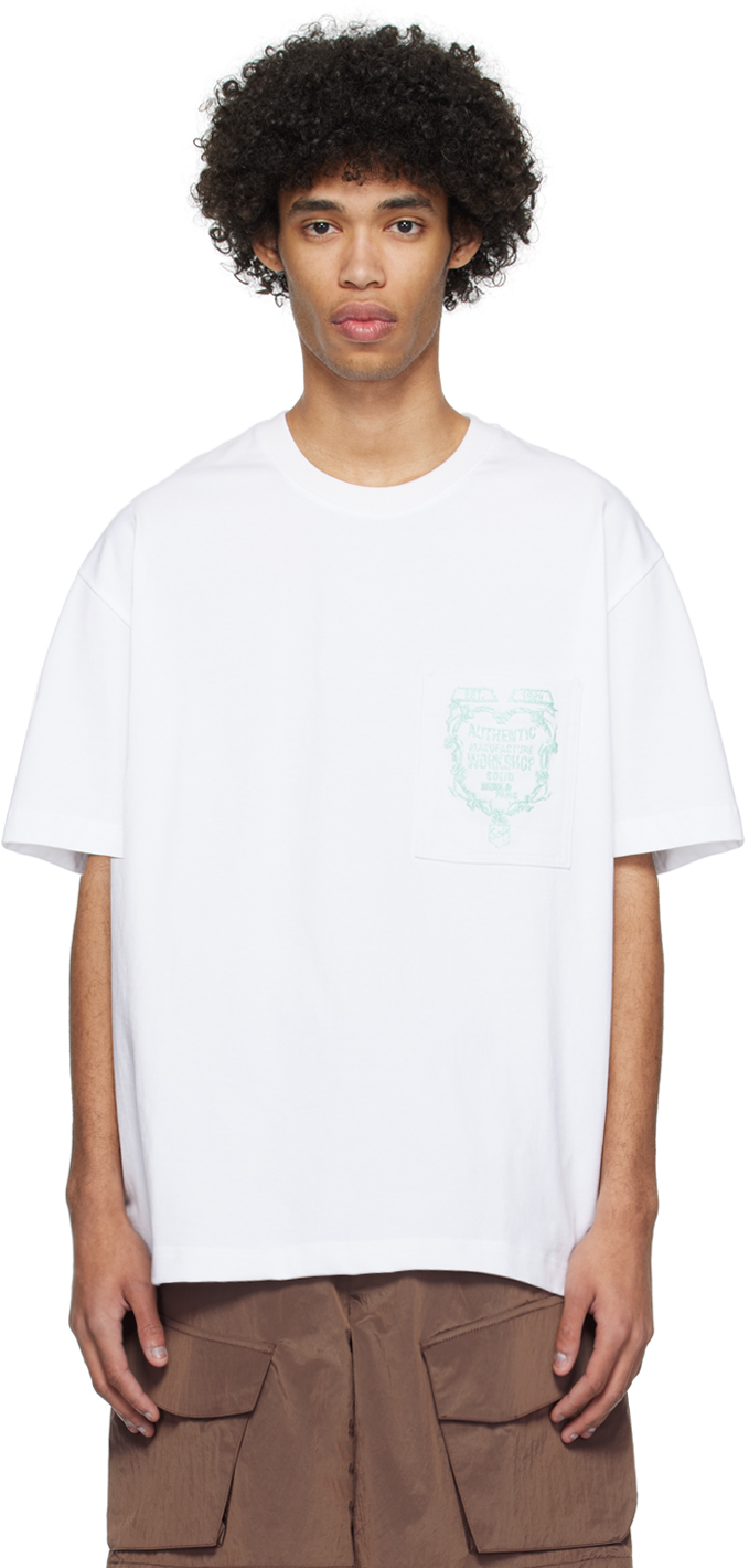 Shop Solid Homme White Pocket T-shirt In 733w White