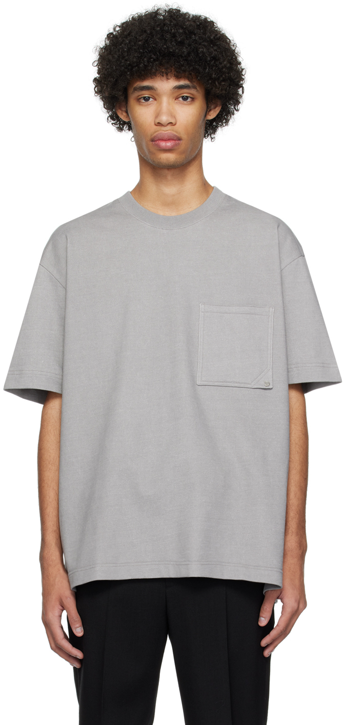 Solid Homme Gray Pocket T-shirt In 730g Grey