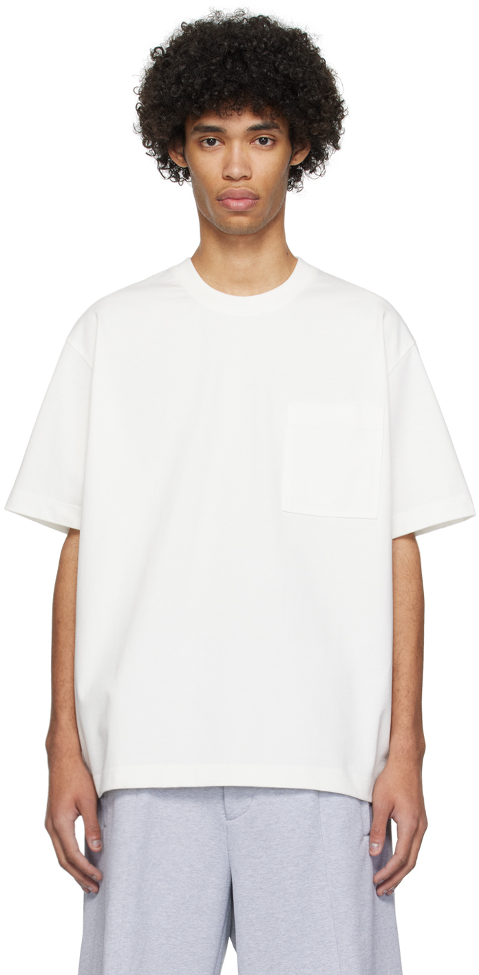 Solid Homme White Pocket T-shirt In 727w White