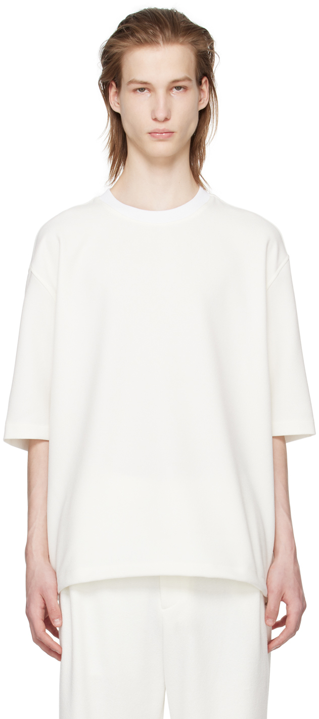 Shop Solid Homme Off-white Drawstring T-shirt In 721w White