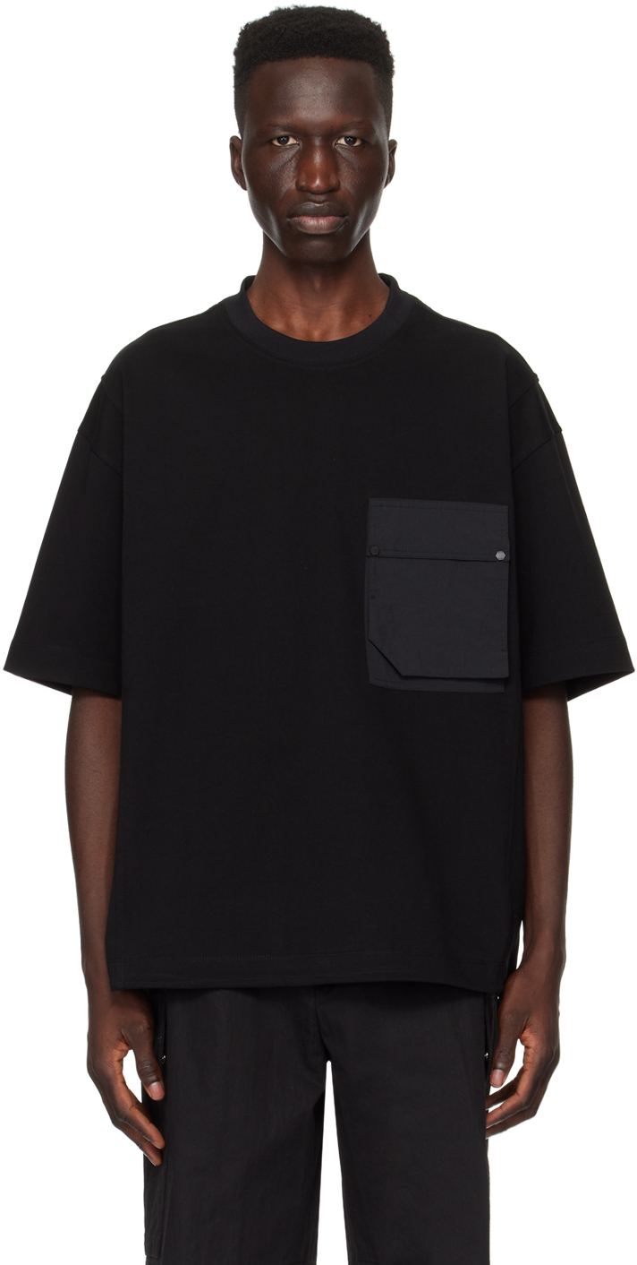 Shop Solid Homme Black Flap Pocket T-shirt In 719b Black
