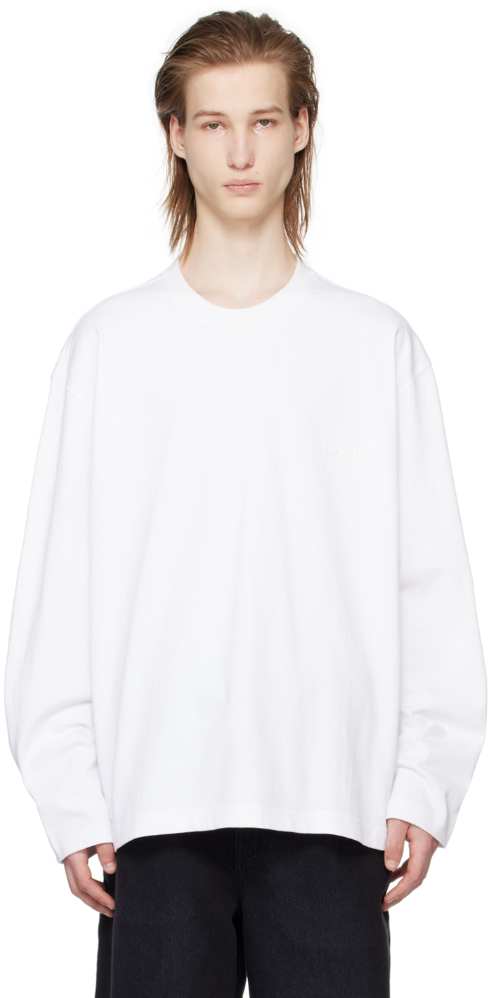 Shop Solid Homme White Bonded Long Sleeve T-shirt In 711w White