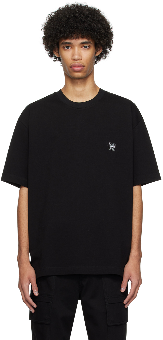 Solid Homme Black Patch T-shirt In 740b Black