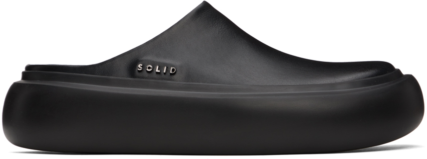 【関税込み】Solid Homme ブラック ハードウェア ミュール Solid Homme: ブラック ハードウェア ミュール | SSENSE 日本
