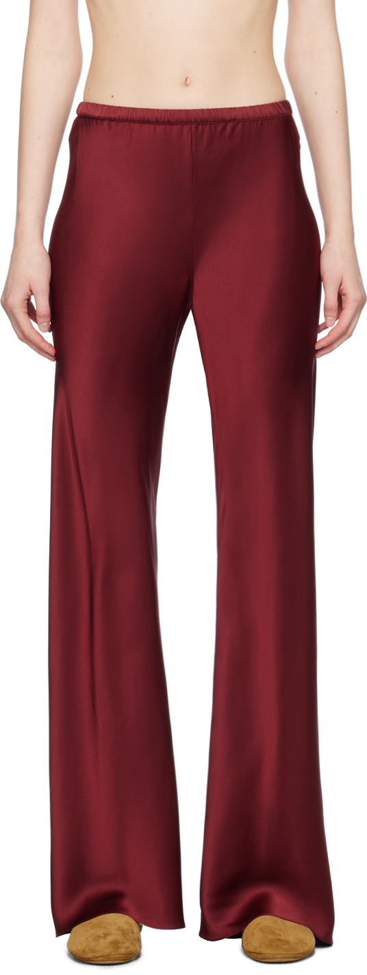 Silk Laundry Red Bias-cut Lounge Trousers In Garnet
