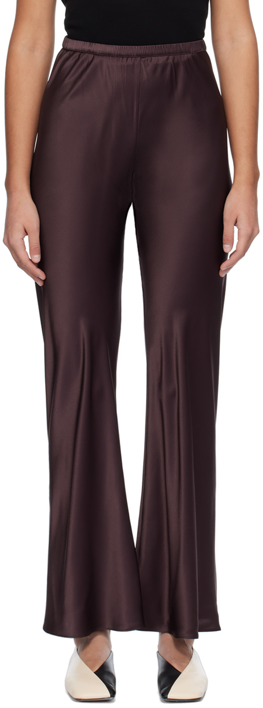 Silk Laundry Brown Bias-cut Lounge Pants In Cacao