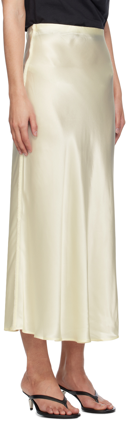 Silk Laundry Beige Bias-cut Midi Skirt In Ecru