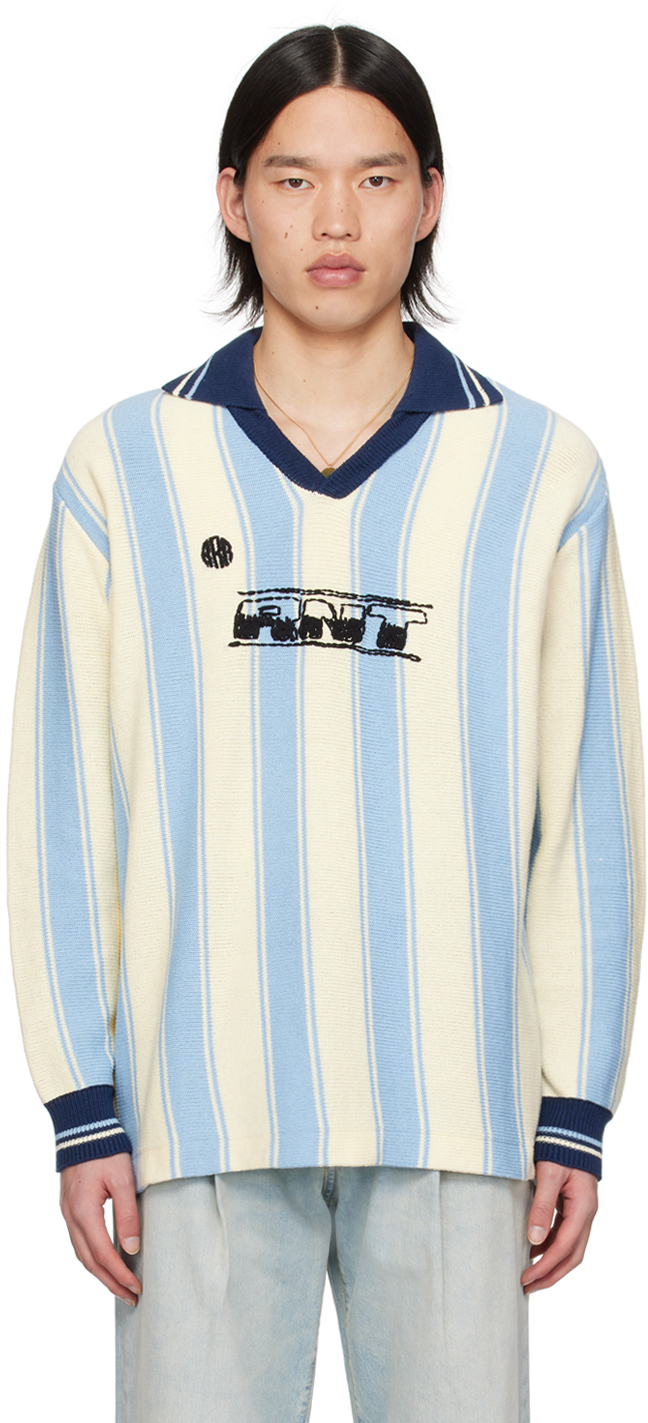 Off-White & Blue Soccer Polo