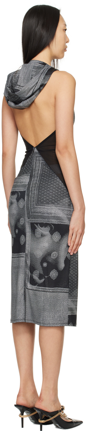 Miaou Black & White Joan Midi Dress In Sciarpa Print