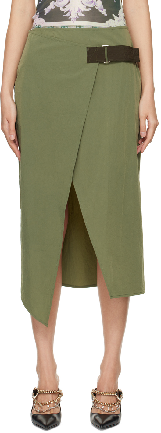 Khaki Solana Midi Skirt