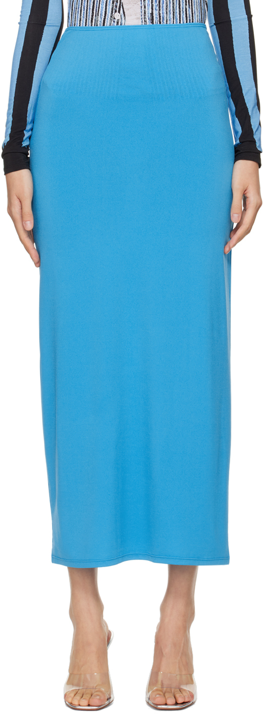 Shop Miaou Blue Chiara Maxi Skirt In Cerulean