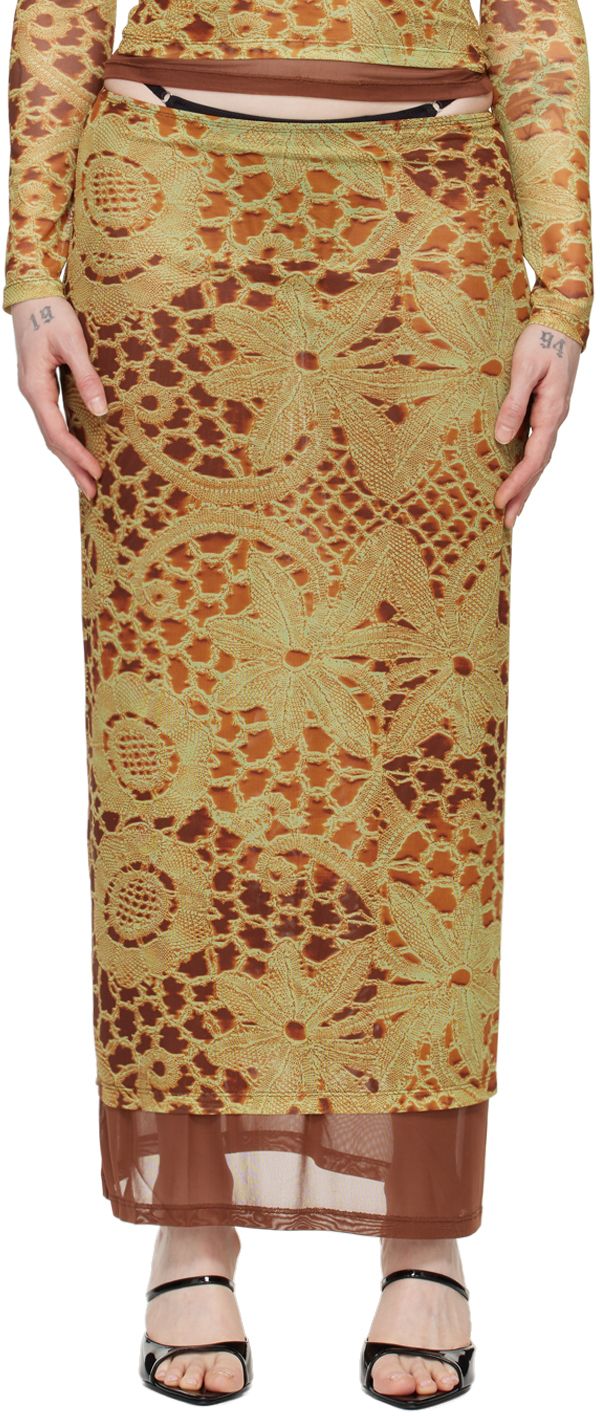 【関税込み】Miaou オレンジ Topanga マキシスカート Orange Topanga Maxi Skirt by Miaou on Sale