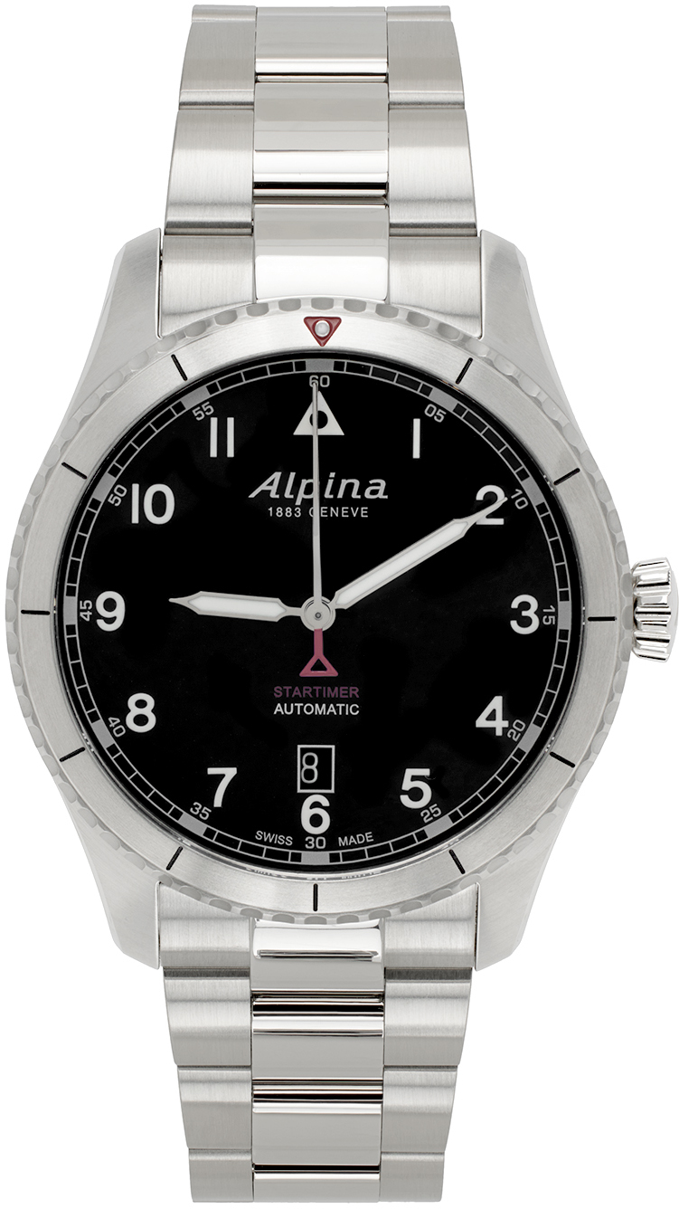 Alpina Silver Startimer Pilot Automatic Watch In Silver Stone