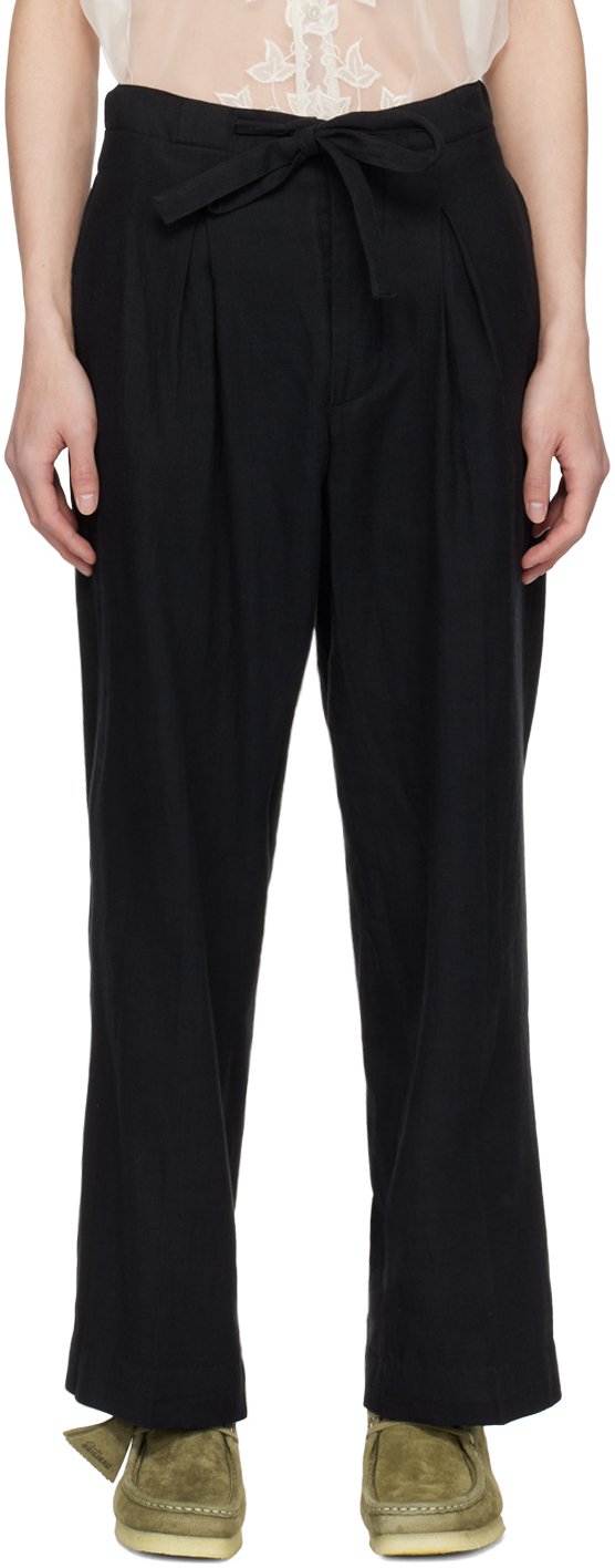 Shop Kartik Research Black Drawstring Trousers