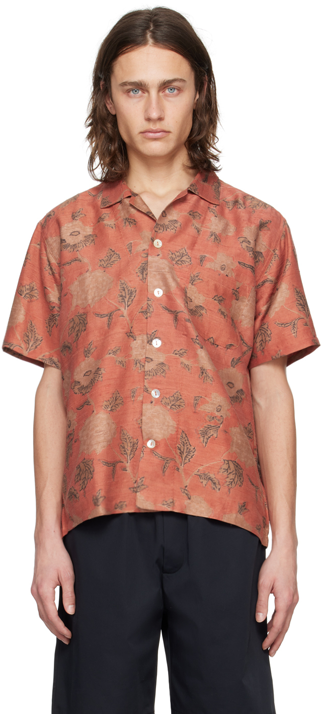 Kartik Research Red & Beige Print Shirt In Faded Red/indigo