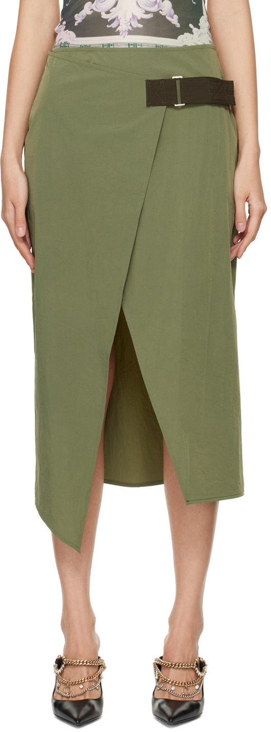 miaou khaki solana midi skirt