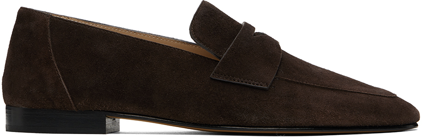 Le Monde Beryl Suede Penny Loafers In Chocolate