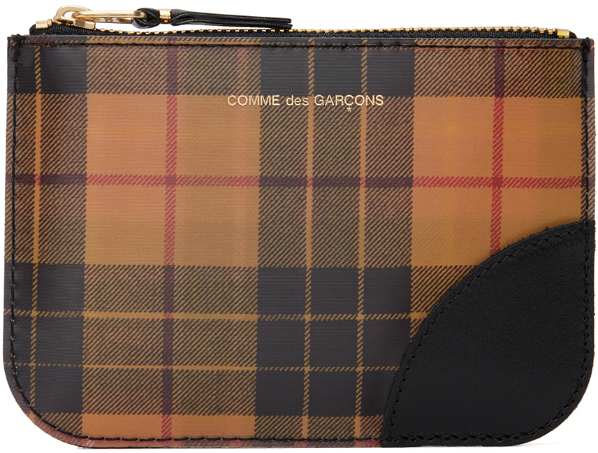 Comme Des Garçons Red & Yellow Mini Lenticular Tartan Pouch In 2 Red/yellow