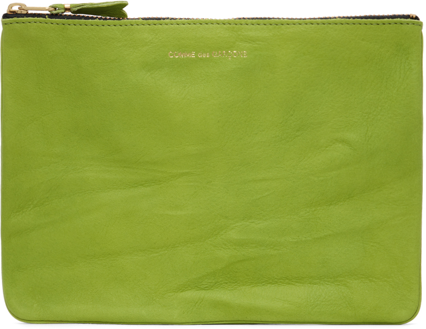 Comme Des Garçons Green Washed Pouch In 3 Green
