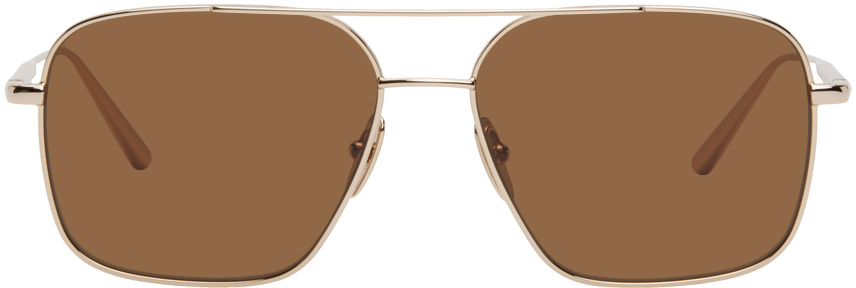 Chimi Gold Aviator Sunglasses In Brown